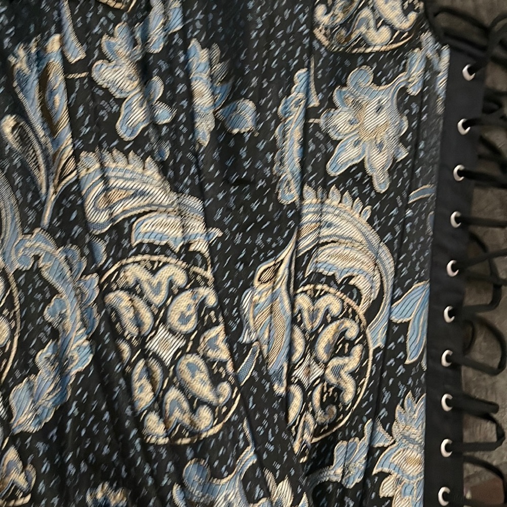 LONG LINE Steel boned corset Jacquard pattern! NEVER WORN!